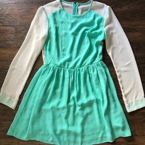 Rhyme & Echo Mint Green Sheer Long Sleeve Dress M